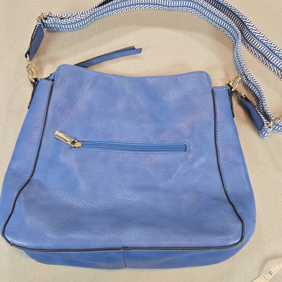 Montana West Select Blue Shoulder Bag Crossbody Strap Large Vegan Leather - Picture 6 of 10